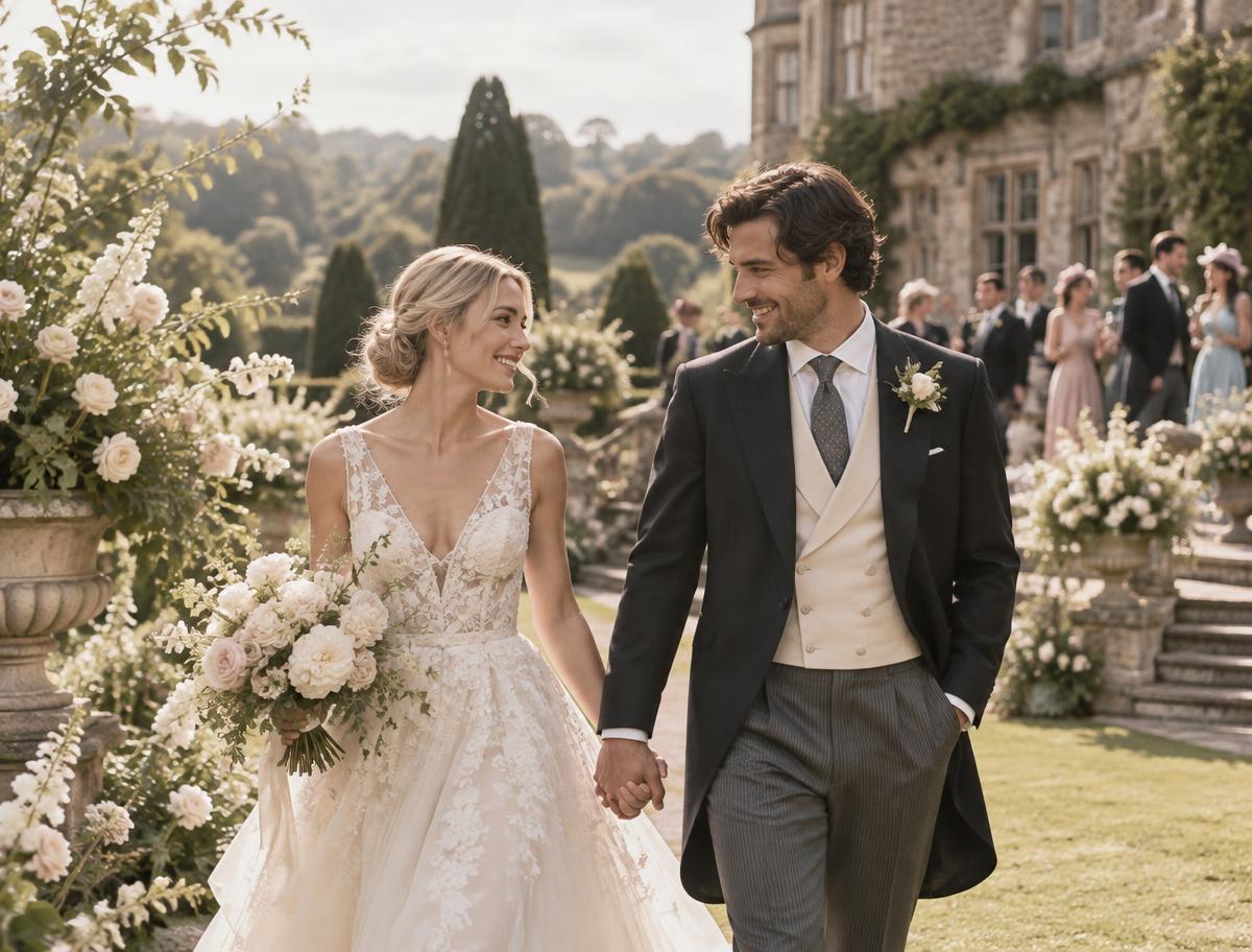 Couple celebrating their wedding